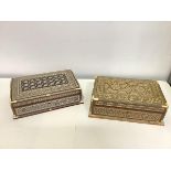 Two Damascus ware jewellery boxes, 20th century, each with characteristic inlaid decoration of