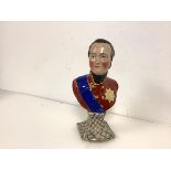 A Staffordshire pearlware bust of Tsar Alexander I, first quarter 19th century, modelled with red