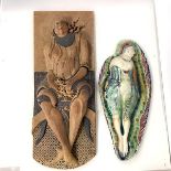 Lorraine Fernie (b. 1941), Female Figure, a stoneware plaque, in relief, polychrome glazed,