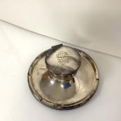 A large George V silver capstan inkwell, A.J. Zimmerman Ltd., Birmingham 1916, of characteristic