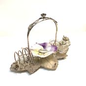 An unusual Edwardian silver-plated and porcelain breakfast set,