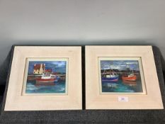 •Jean Thomson (Scottish, Contemporary), Pittenweem Harbour, a pair of acrylics, each signed lower