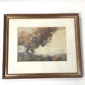 H.T. Wyse, An Autumnal Tree over a Valley, watercolour on paper, signed bottom right (23cm x 33cm)