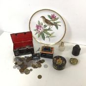 A mixed lot including a Spode garden bird's collector's plate, no.5 Mistle Thrush (d.24cm), an