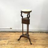 A mahogany washstand of George II design, early 20thc., with associated ceramic bowl, on scroll