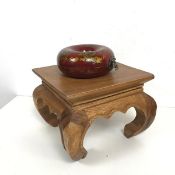 A dragon and pheonix ring box of circular doughnut form, the hinged top opening to a plain