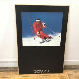 A Nava Ski Equipment print, mounted on board, signed by Piero Gros, (88cm x 60cm)