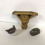 A mixed lot including a gilt wall sconce with a cherub support (17cm x 25cm x 12cm), a soapstone