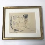 Gill Evans, Pug Standing on a Chair, limited edition print, no.723/800, signed bottom right (18cm