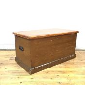 A Scottish pine kist, c.1880, the hinged rectangular top enclosing a candle box and open interior,