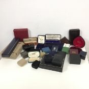 A collection of vintage and modern jewellery boxes, many from Scotland including Alfred Souter,