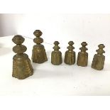 A group of six 19thc gilt bronze bell pulls of tassel form (two larger: 9cm x 5cm)
