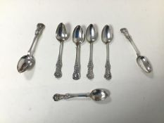 Seven Victorian silver spoons, Newcastle and Glasgow, of similar design (l.15cm) (combined: 159.