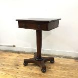 A Regency mahogany work table, the rectangular top (unattached, a/f), above a single frieze drawer