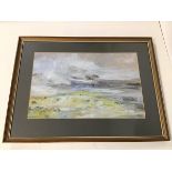 K. Russell, Stormy Seascape, mixed media, signed bottom right (29cm x 47cm)