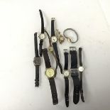 An assortment of gentleman and lady's wristwatches including a Fero with a rolled gold strap, also