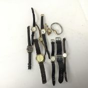 An assortment of gentleman and lady's wristwatches including a Fero with a rolled gold strap, also