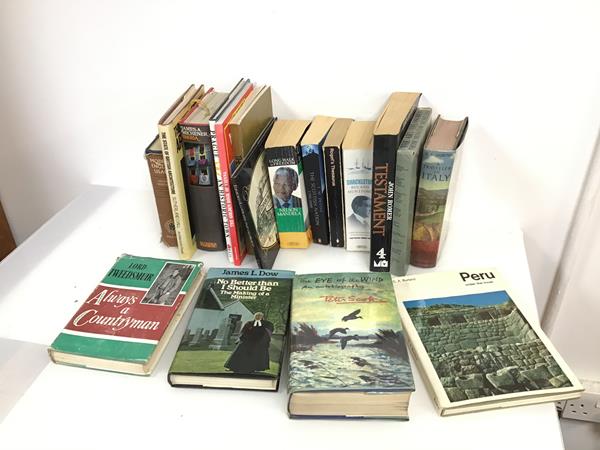 An assortment of books including hardback and paperback including Lord Tweedsmuir, Always a