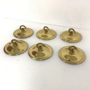 A set of six brass ceiling hooks (5cm x d.10cm)