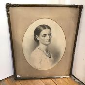 W. Lucas, Young Lady, pencil, signed bottom left, dated 1867 (60cm x 46cm)