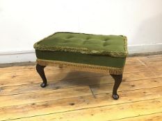 A reproduction Georgian style footstool, with upholstered button padded top, with cabriole legs