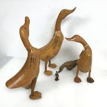 A collection of Duck Company ducks including Isaac and Rosemary (tallest: h.45cm), another carved