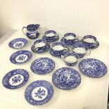 A set of six Spode Italian pattern teacups and five saucers, together with three plates and a larger