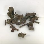 A group of Chinese soapstone fragments from a garden sculpture including turtle (4cm x 8cm x 4cm),