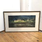 Euphen Alexander, Chateau Chambord, Floodlit for Sun et Lumiere, mixed media, signed bottom right,