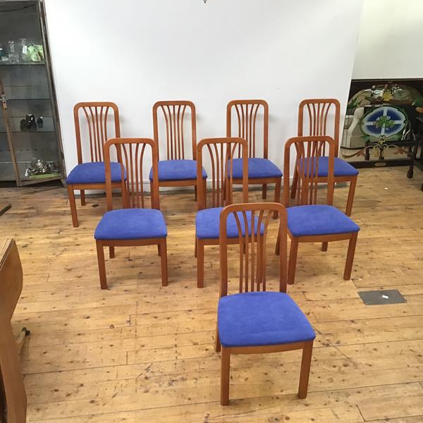 Poggenpohl: a set of eight modern dining chairs, each birch frame with rectangular back, square