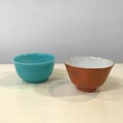 A Peking turquoise glass bowl of characteristic form (h.5cm x d.11cm), a Chinese porcelain bowl with