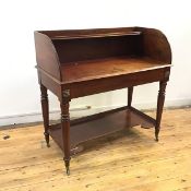 A 19thc mahogany French wash stand, the three quarter gallery back incorporating a shelf, above a