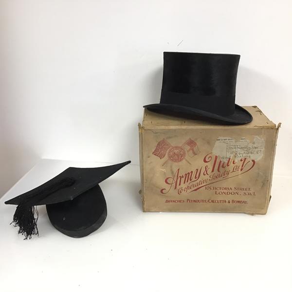 An academic mortar board with stamp to interior Christie's, London, Walters, the Oxford Man's