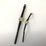 A lady's Regency 9ct gold wristwatch on brown lizard strap, and a 9ct gold Avia wristwatch with a
