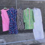 A collection of lady's dresses including vintage St Michael and a wedding dress (some discoloration)