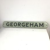 A Georgeham sign in two tones of green with rounded edges and mount holes (13cm x 90cm)