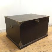 An Aesthetic silver chest or coffer, the ebonised carcass with pierced brass mounts to each corner