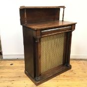 A George IV rosewood chiffonier, the raised superstructure with shallow gallery above a shaped