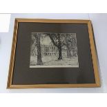 A Palatial Building with Figures in Avenue of Trees, etching, titled and signed to bottom (22cm x