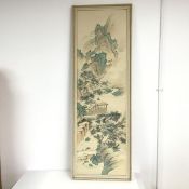 Chinese Landscape with Gorge, watercolour on silk (119cm x 33cm)