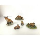 A collection of Border Fine Arts resin figures of Foxes including Family Life (5cm x 14cm x 10cm) (
