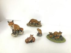 A collection of Border Fine Arts resin figures of Foxes including Family Life (5cm x 14cm x 10cm) (