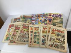 A collection of comics including Adventures, from 1949 (9), The Rover, 1955 (3), Topper, 1983 (3),