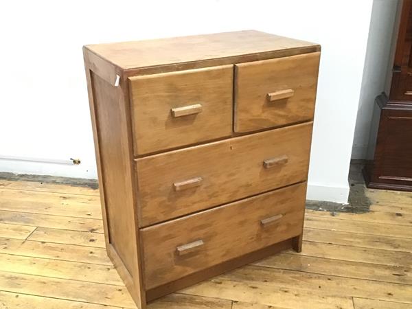 A mid 20thc. chest of drawers, fitted two short drawers above two long drawers (92cm x 76cm x 45cm)