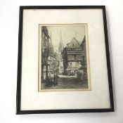 Reginald Green, The Cathedral, Quimper, etching, signed bottom right (21cm x 14cm)