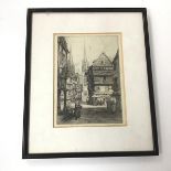 Reginald Green, The Cathedral, Quimper, etching, signed bottom right (21cm x 14cm)
