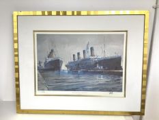 Harley Crossley, Olympic and Titanic at Belfast, 1912, limited edition prints, 436/500, signed