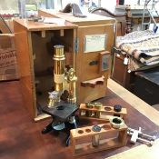 An Eloitz, London Wetzlar no.120739 microscope complete with box retailed by Clarksons, 338 High