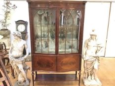 An Edwardian mahogany inlaid display cabinet, bearing label for Charles Jenner & Co., Edinburgh with