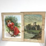 A coloured print, c.1900, Kirkstall Abbey, Leeds, Yorkshire (53cm x 39cm) and a coloured print, c.